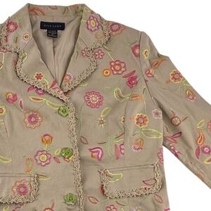 Silk Land Y2K Cottagecore Embroidered Floral‎ Blazer Jacket Artsy Boho Lace 14